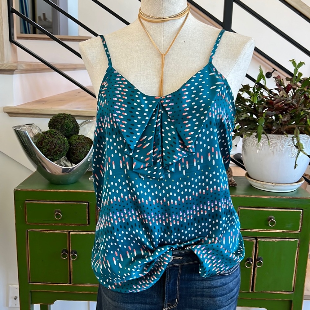 Green pattern spaghetti strap tank